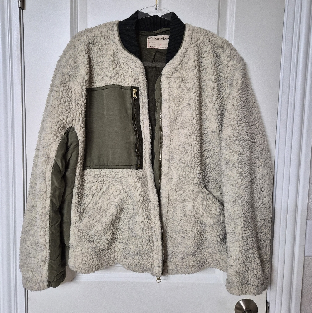 ​We The Free People Sherpa Bomber Jacket Sz Small